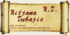 Miljana Dubajić vizit kartica